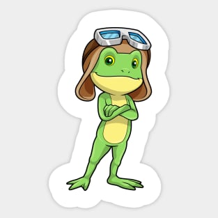 Frog as Pilot with Hat & Glasses Sticker